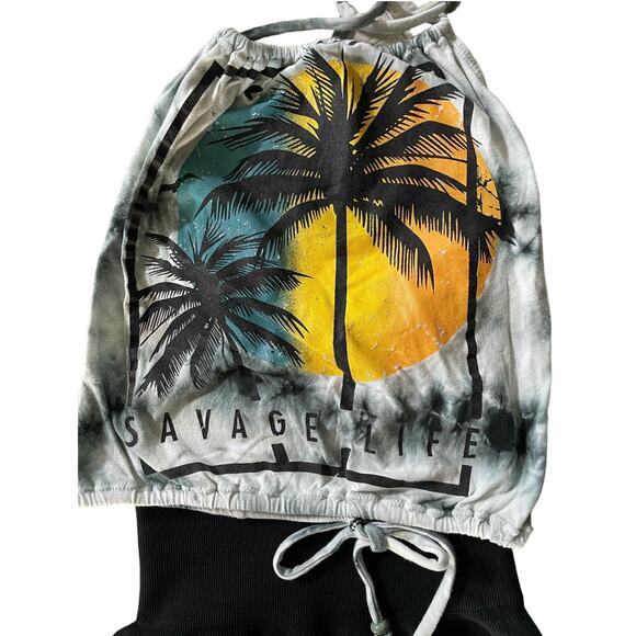 Reworked Savage Life Graphic T-Shirt Halter w/scrunchie - Picture 12 of 12